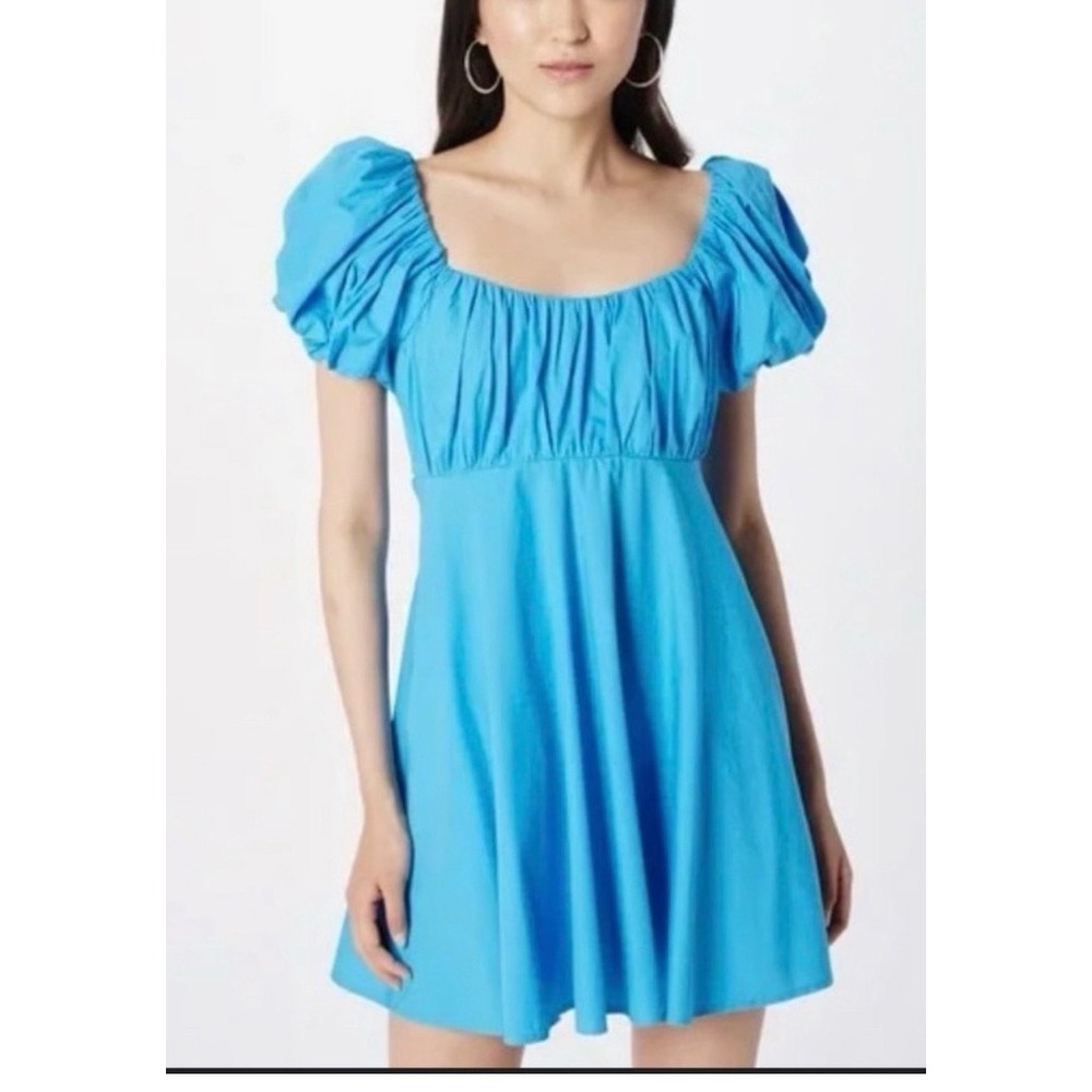 Abercrombie‎ & Fitch Mini Dress Womens Medium Tall Blue Puff Sleeve Smocked New